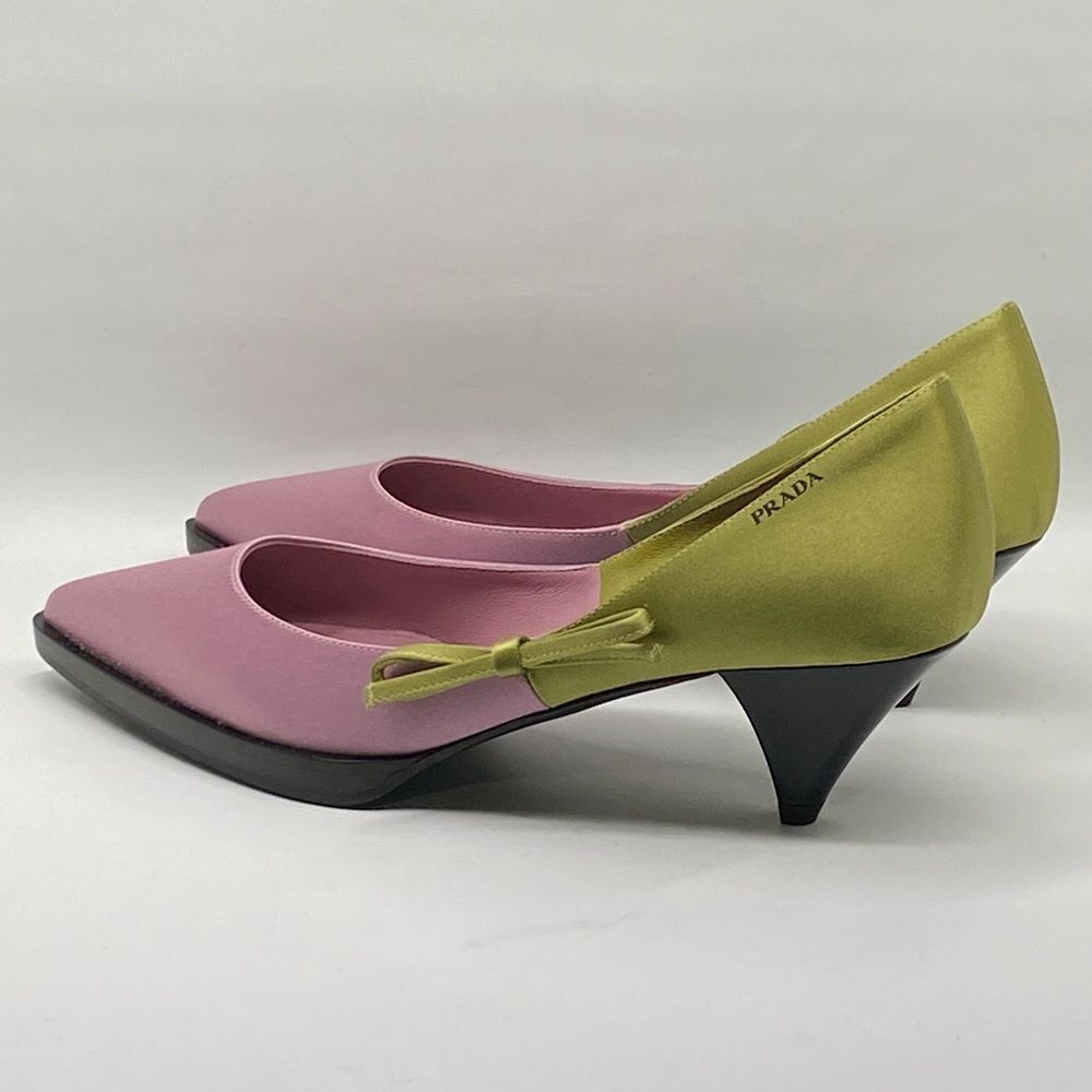 Prada Raso 50MM Colorblock Kitten Pumps size 38.5 - Picture 5 of 12
